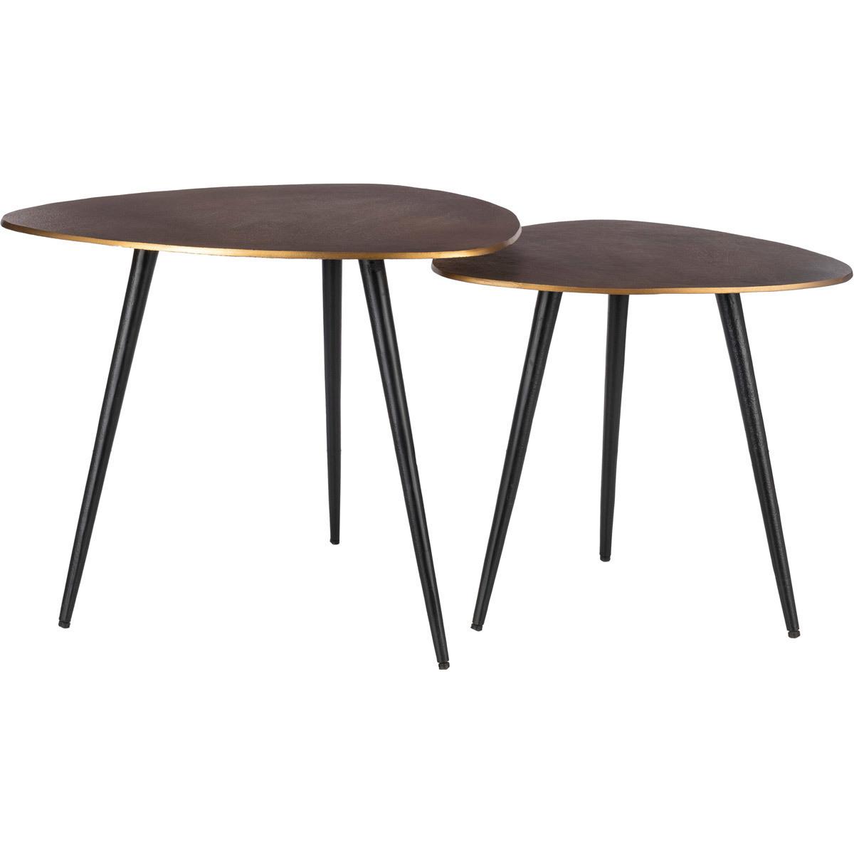 SAK001-SET Sauska Nesting Table Set, Gold & Black - 2 Piece