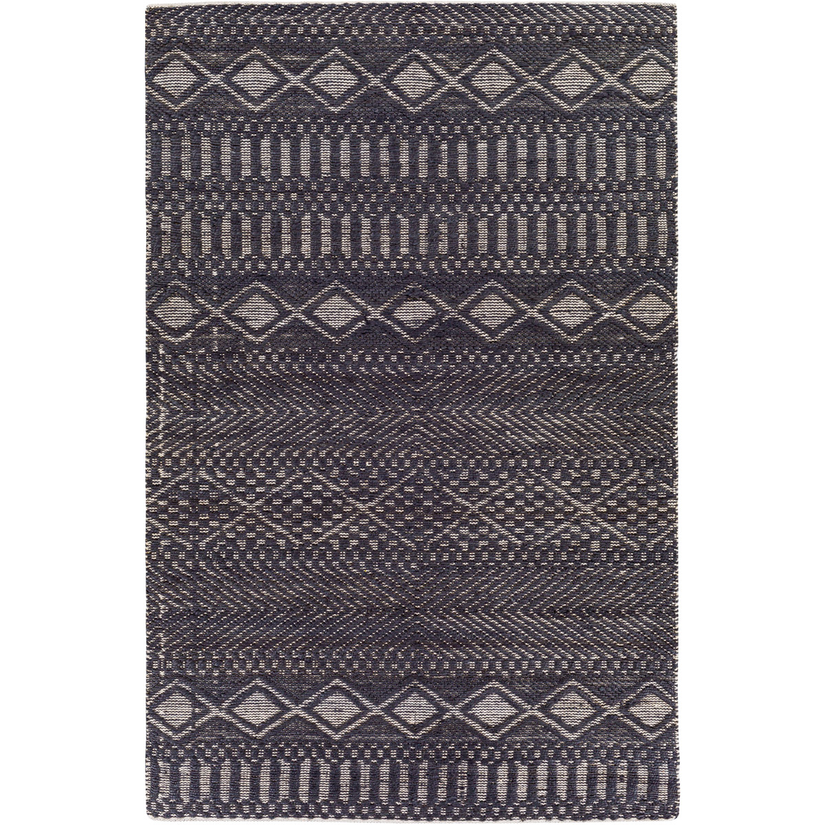SBB2309-81012 8 ft. 10 in. x 12 ft. Santa Barbara Machine Woven Rug, Black & Light Beige