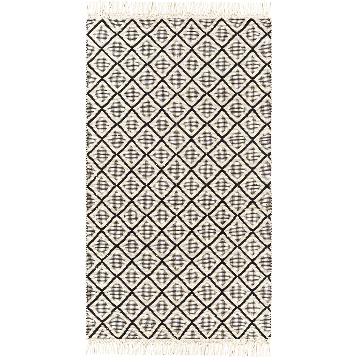 SIC2304-23 2 x 3 ft. Saint Clair Hand Woven Rectangle Rug - Black & Cream