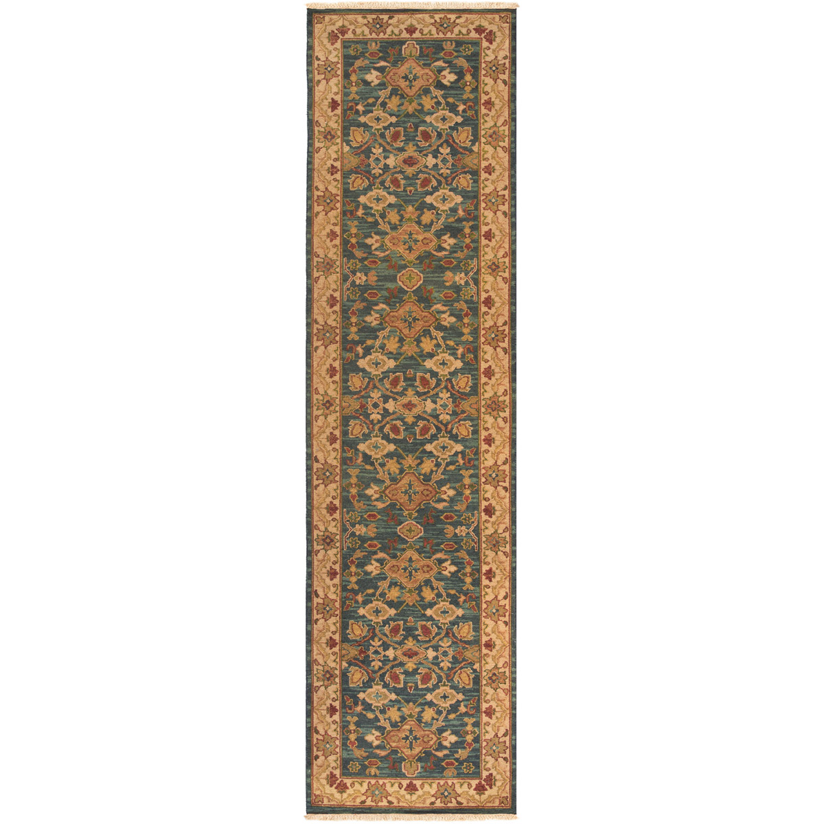 Surya SMK51-2610 Soumek 120 X 30 inch Deep Teal Rug in 2.5 X 10, Runner