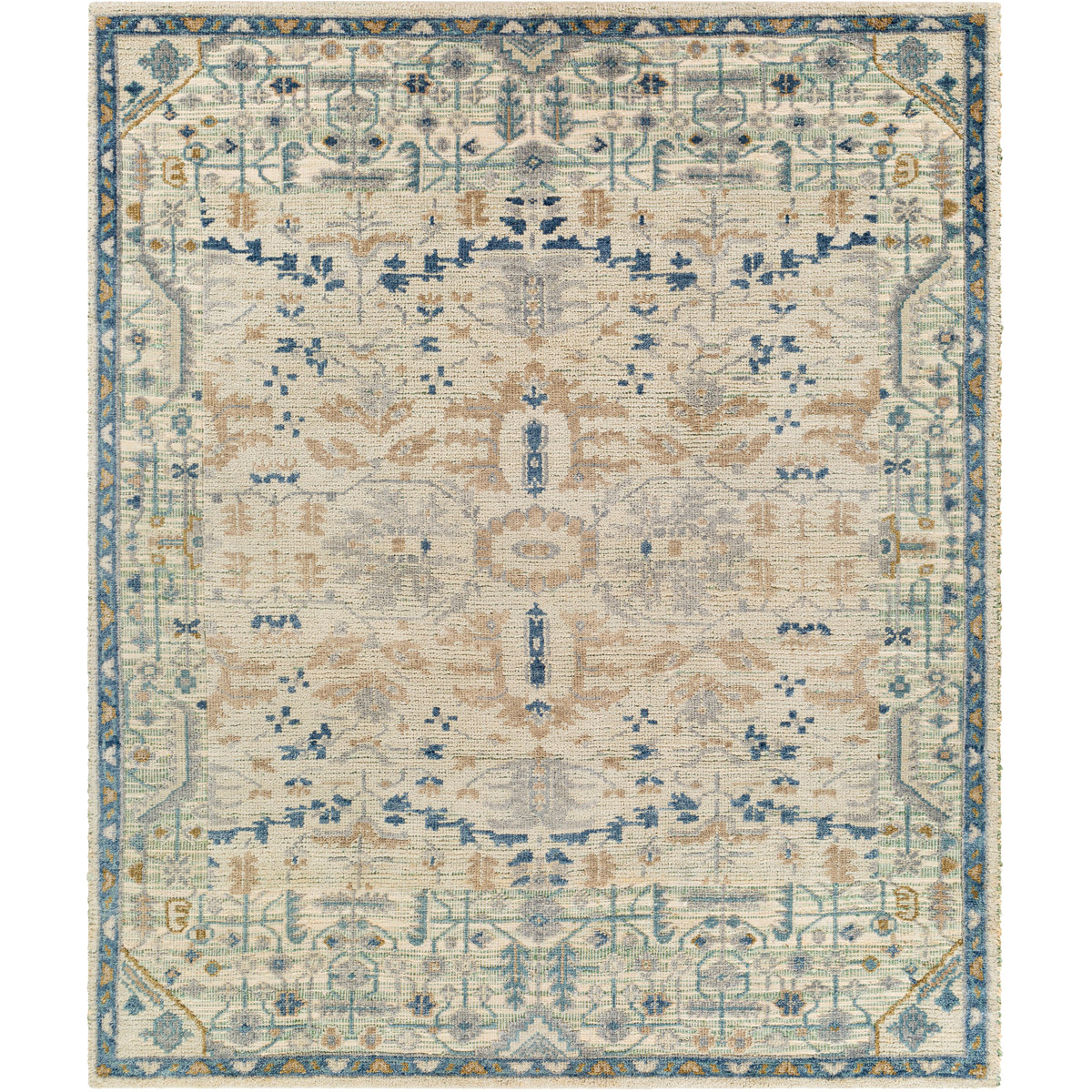Inari Updated Traditional Blue Wool Oriental Patterned Hand Knotted Rug - 8'x10'