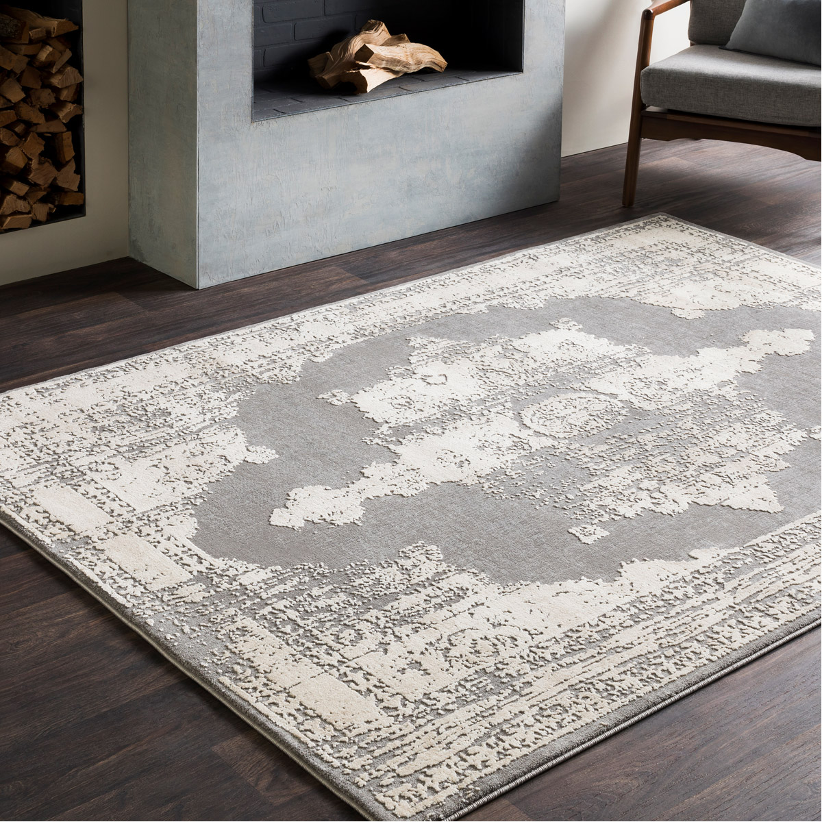 Surya TBT23105376 Tibetan Area Rug Medium Gray/Charcoal/Cream/Khaki