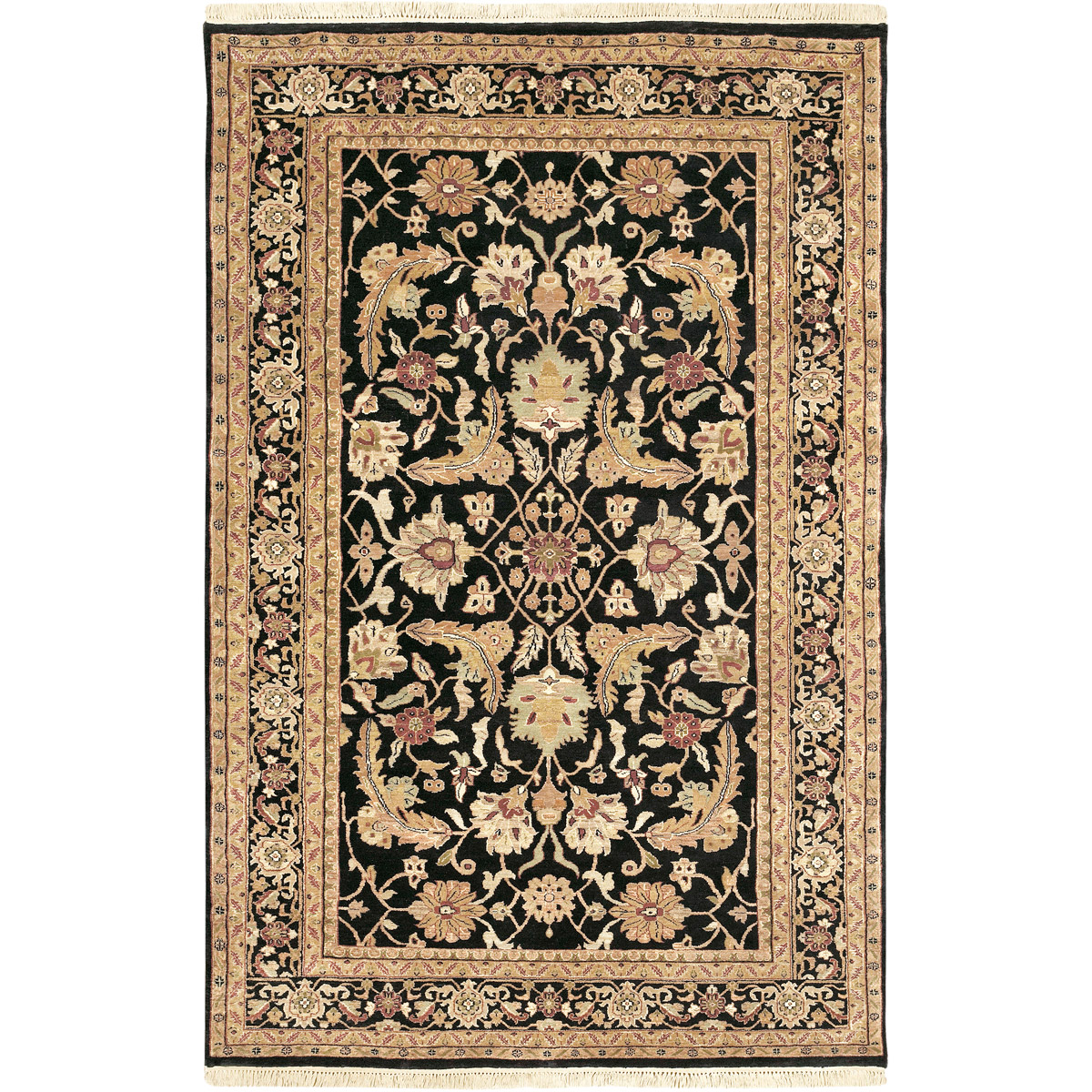 Surya TJ44-3656 Taj Mahal 66 X 42 inch Black and Yellow Area Rug, Wool