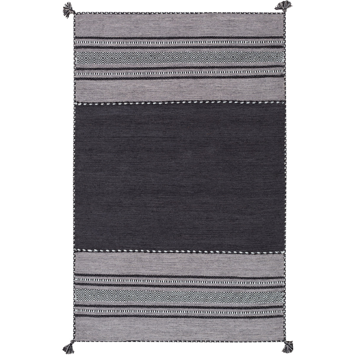 Surya TRZ3000-576 Trenza 90 X 60 inch Black and Gray Area Rug, Cotton and Chenille