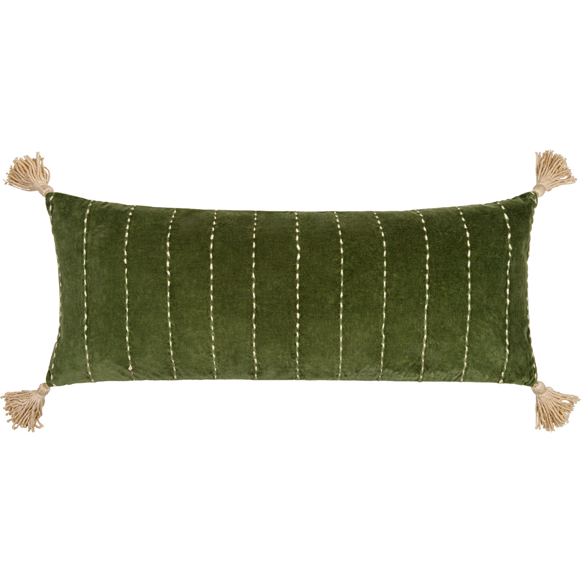 Sandor Updated Traditional Green Velvet Lumbar Pillow - 13x36