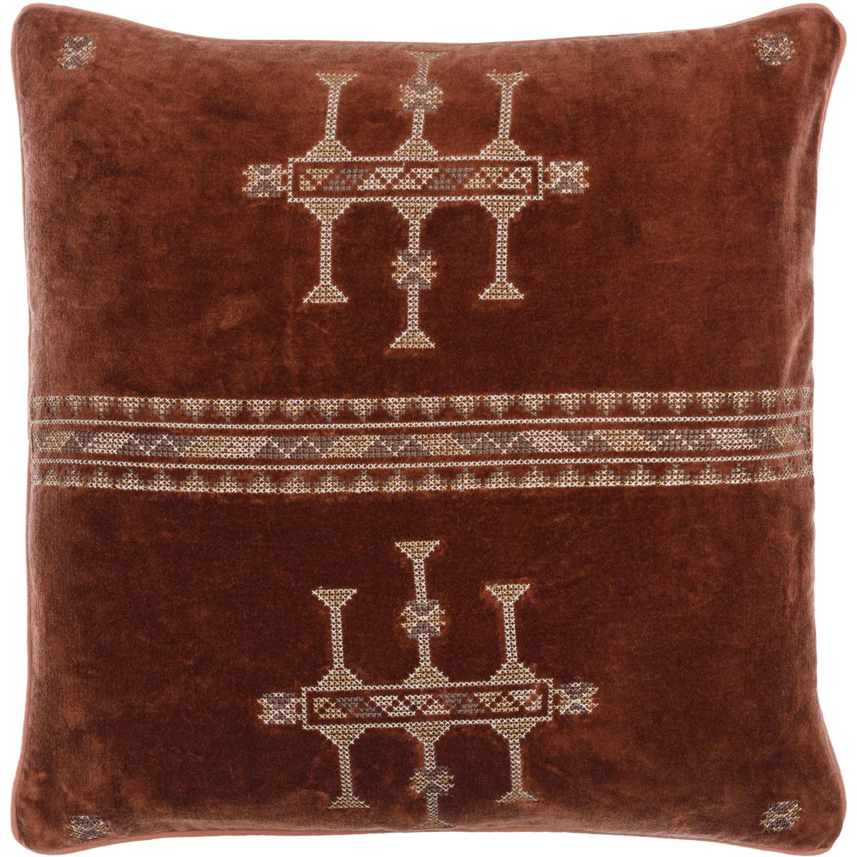 Surya VLU0021818P Velour 18 X 18 inch ChocolateBronzeMochaBrickAsh Accent Pillow