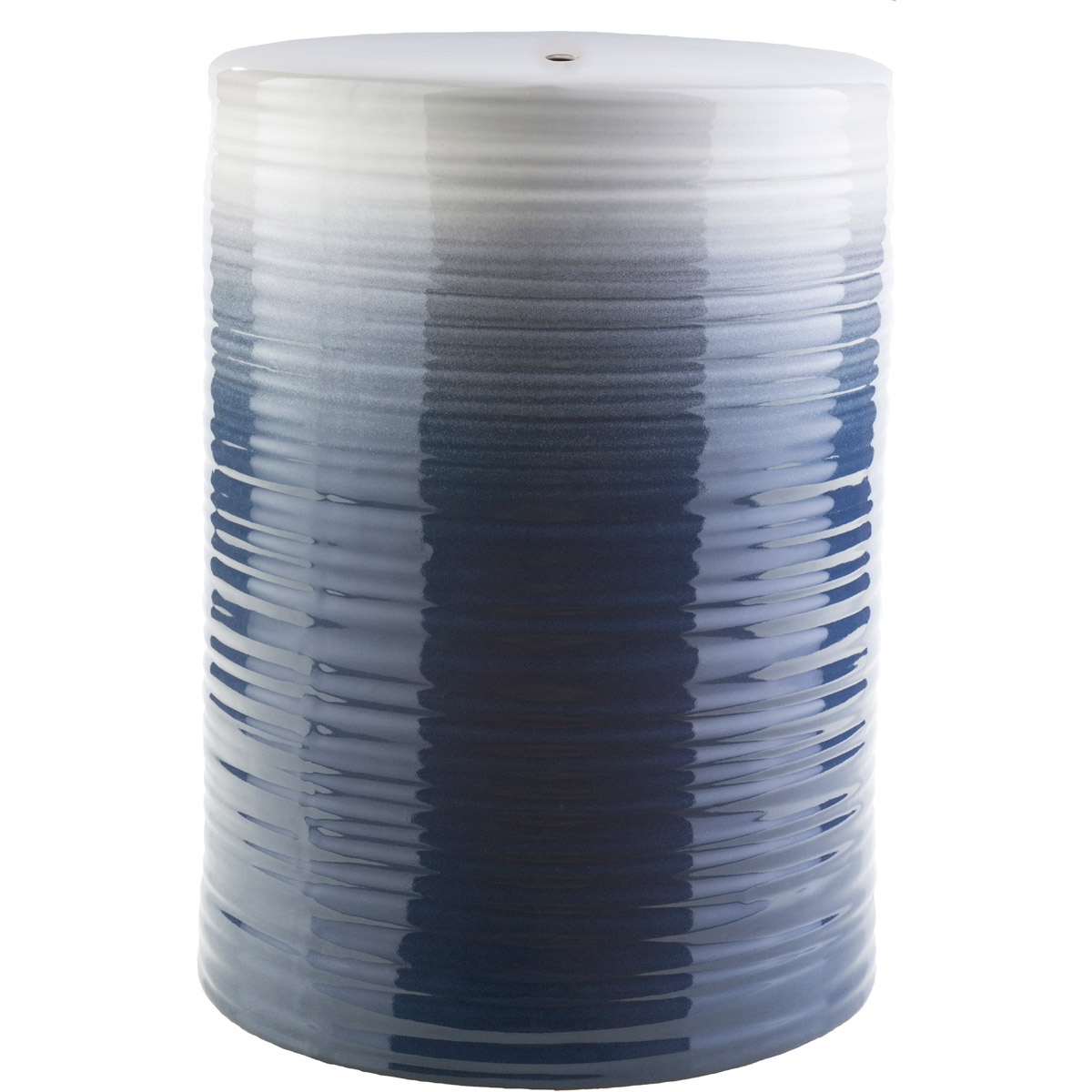 Waverly Ceramic Garden Stool - Navy Ombre | Perch Stool, Outdoor Stool, Patio Stool - Blue