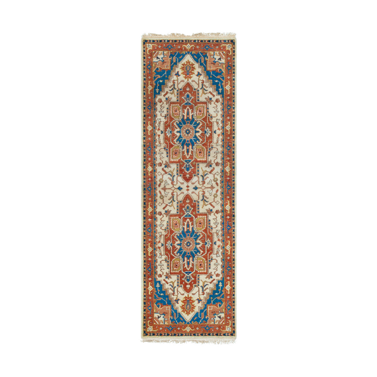 Surya ZEU8002-23 Zeus 36 X 24 inch Burnt Orange/Sky Blue/Camel Rugs, Wool and Cotton