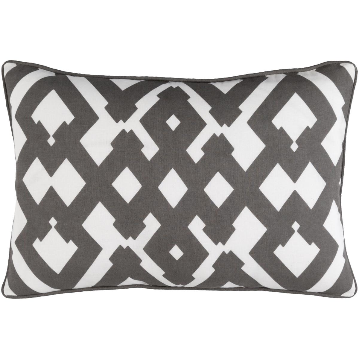 Surya ZZG002-1320P Large Zig Zag 20 X 13 inch White/Dark Brown Lumbar Pillow
