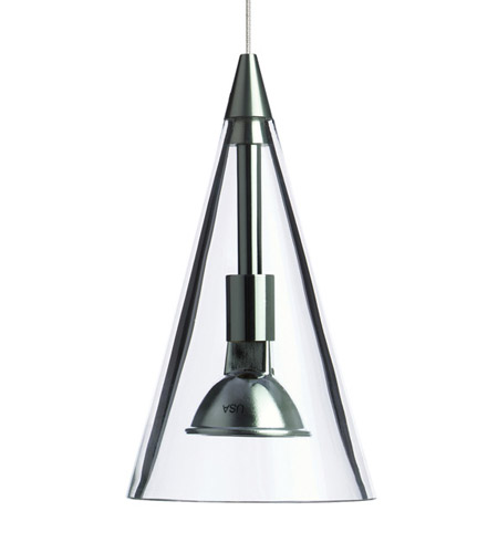 Tech Lighting 700MO2CONCS Cone 1 Light 4 inch Satin Nickel Low-Voltage Pendant Ceiling Light in Clear, 2-Circuit MonoRail, Halogen