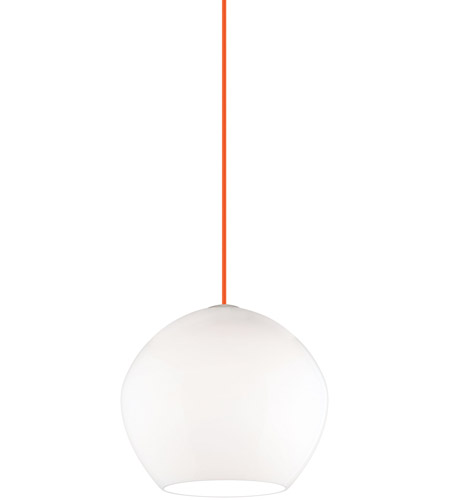 Tech Lighting 700TDCLOPMWOW Cleo 1 Light 10 inch White Pendant Ceiling Light in White with Orange cord, White & Orange