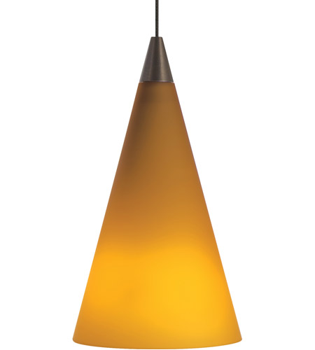 Tech Lighting 700MPCONAS Cone 1 Light 4 inch Satin Nickel Pendant Ceiling Light in Amber, Monopoint, Halogen