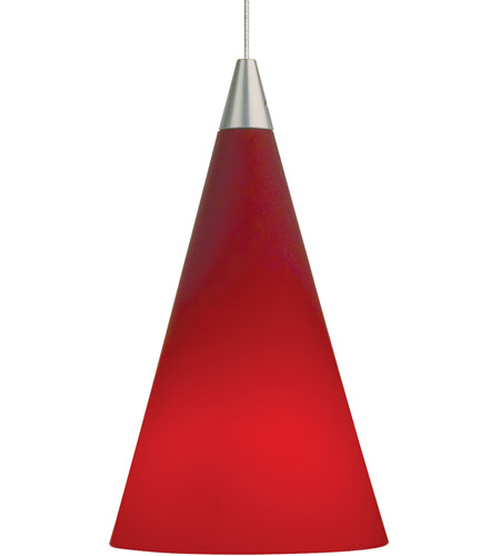 Tech Lighting 700MOCONRS-LEDS830 Cone LED 4 inch Satin Nickel Low-Voltage Pendant Ceiling Light in Red, MonoRail
