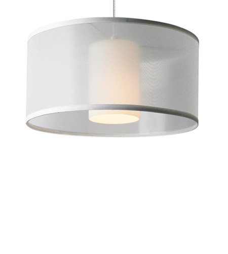 Tech Lighting 700FJMDLNWWS-LEDS830 Dillon LED 13 inch Satin Nickel Low-Voltage Pendant Ceiling Light in White Organza, FreeJack