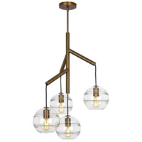 Tech Lighting 700SDNMPR1CR Sean Lavin Sedona 25 inch Aged Brass Chandelier Ceiling Light in Incandescent, Clear Glass photo thumbnail