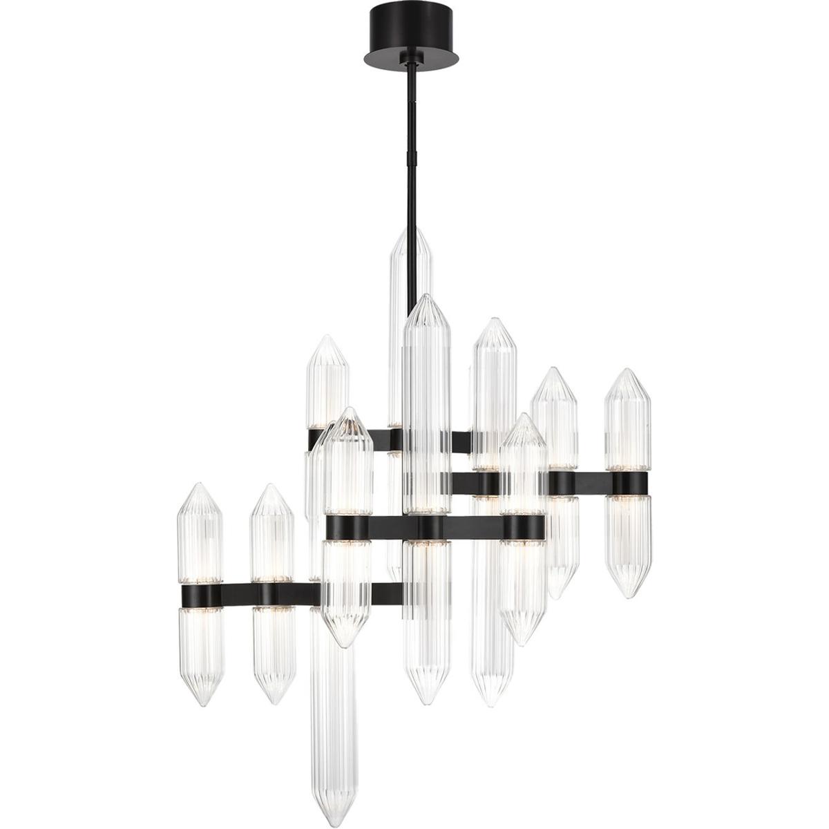 Visual Comfort Modern Collection 700LGSN31PZ-LED927 Avroko Langston LED Plated Dark Bronze Chandelier Ceiling Light, Integrated LED