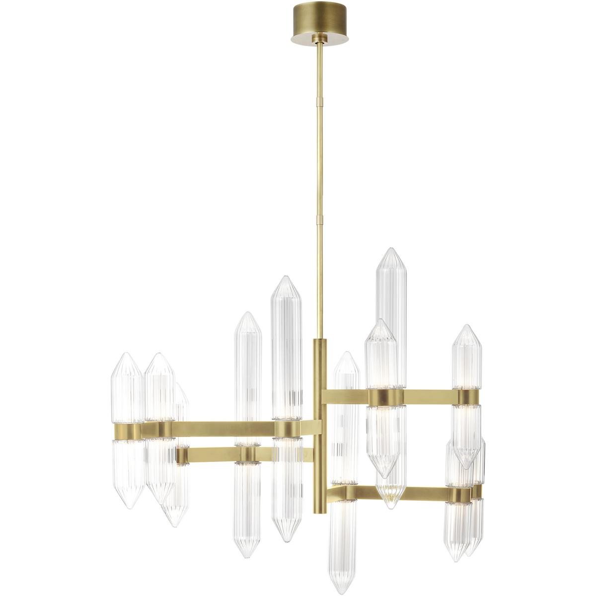 Visual Comfort Modern Collection 700LGSN46BR-LED927 Avroko Langston LED Plated Brass Chandelier Ceiling Light, Integrated LED