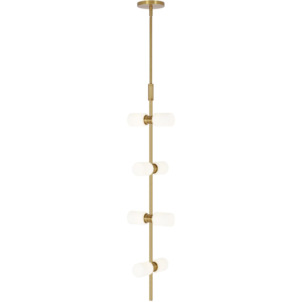 Visual Comfort Modern Collection 700MDP3CRS Sean Lavin ModernRail LED 8.9 inch Aged Brass Pendant Ceiling Light in 24V Surface Canopy, Glass Cylinders