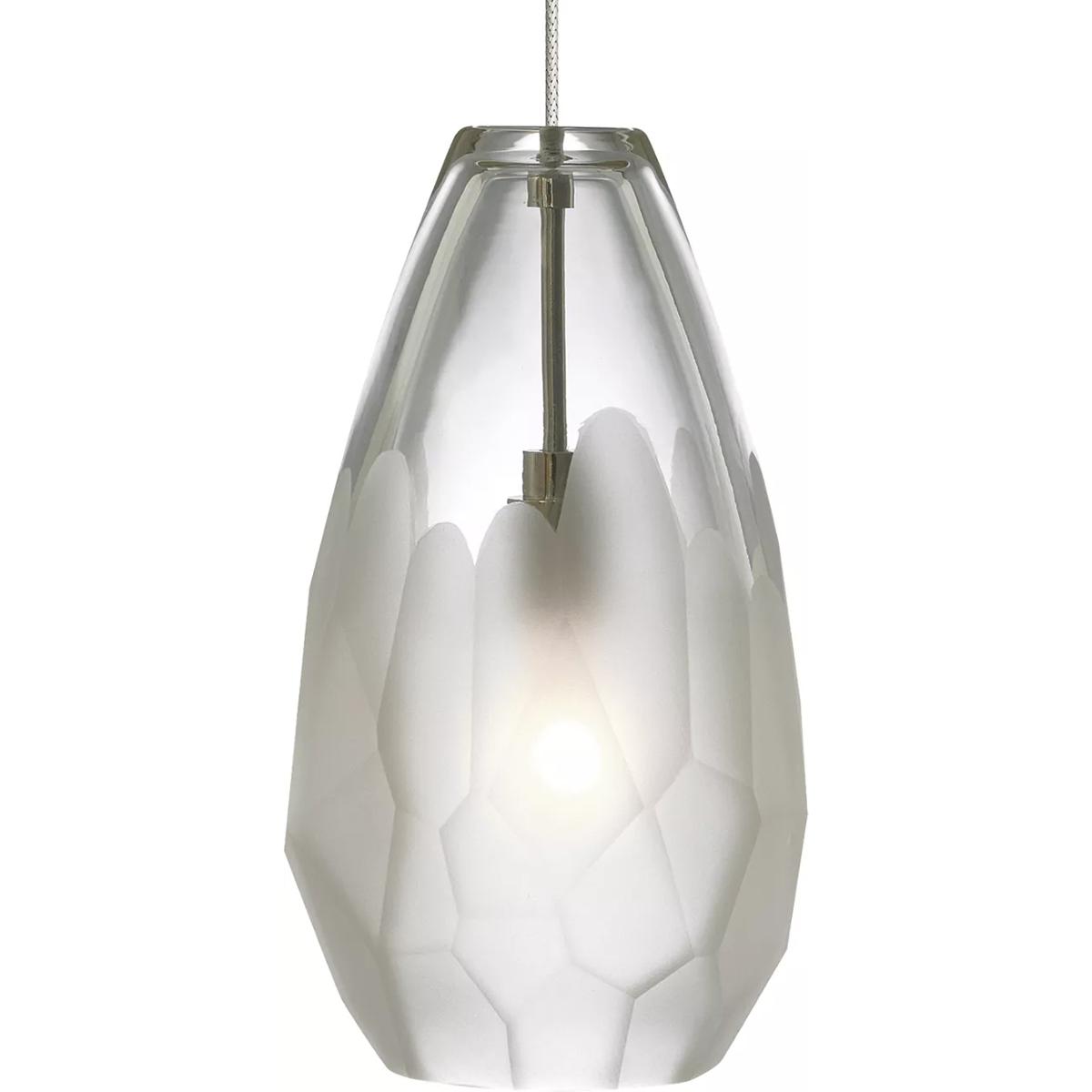 Visual Comfort Modern Collection 700MPBRLFS Sean Lavin Briolette 1 Light 120 Satin Nickel Low-Voltage Pendant Ceiling Light in Incandescent, Monopoint