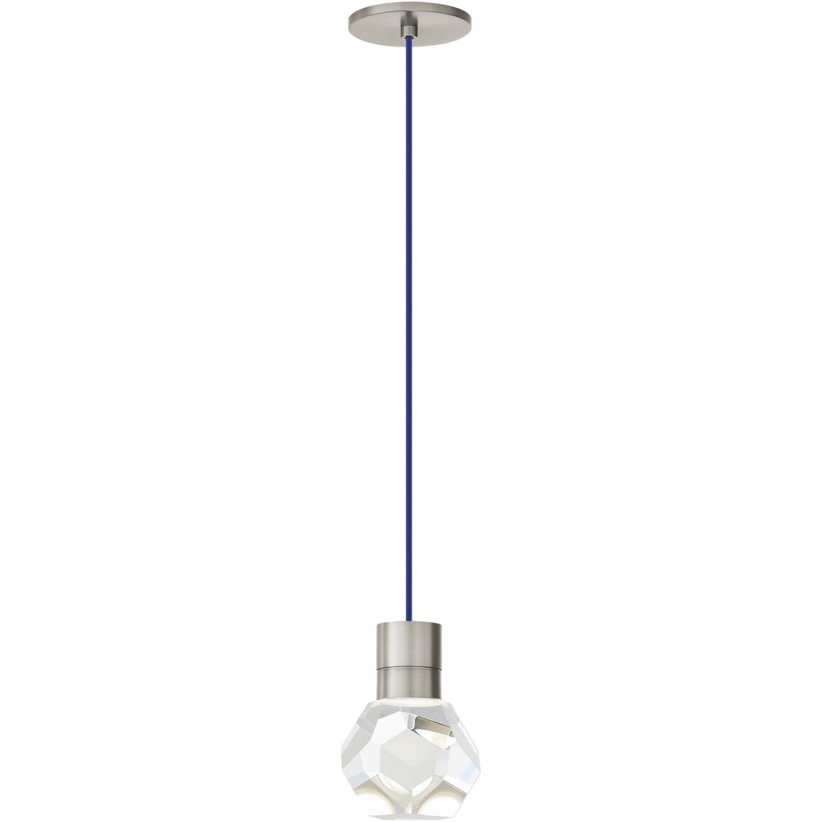 Visual Comfort Modern Collection 700TDKIRAP1US-LEDWD Sean Lavin Kira Pendant Ceiling Light in Satin Nickel, LED 90 CRI 2200K-3000K, Blue Cord, Integra