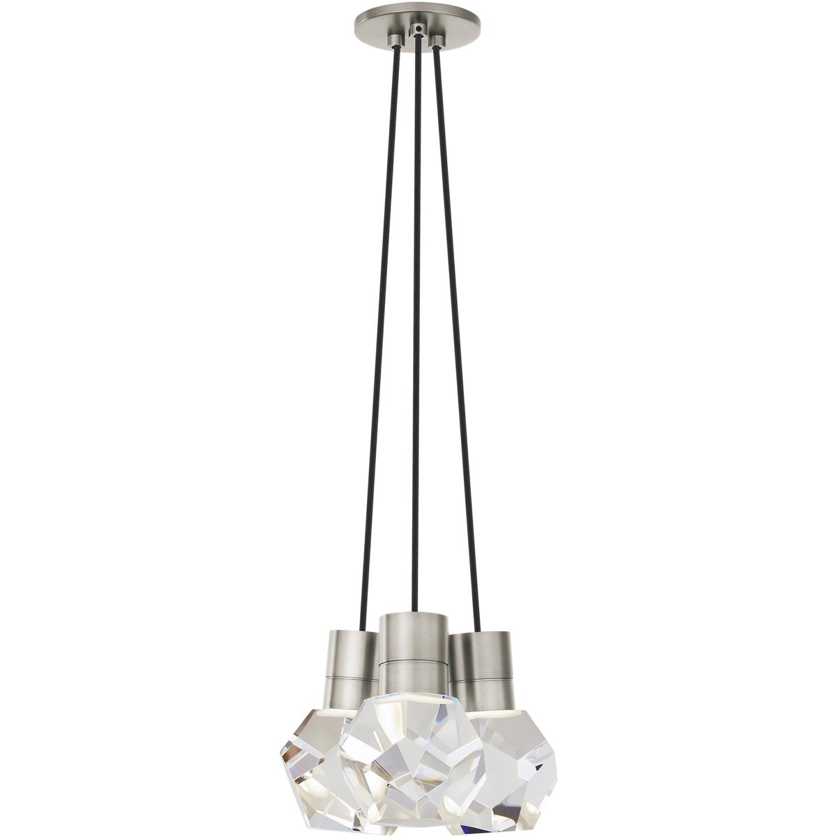 Visual Comfort Modern Collection 700TDKIRAP3BS-LEDWD Sean Lavin Kira Pendant Ceiling Light in Satin Nickel, LED 90 CRI 2200K-3000K, Black Cord, Integr