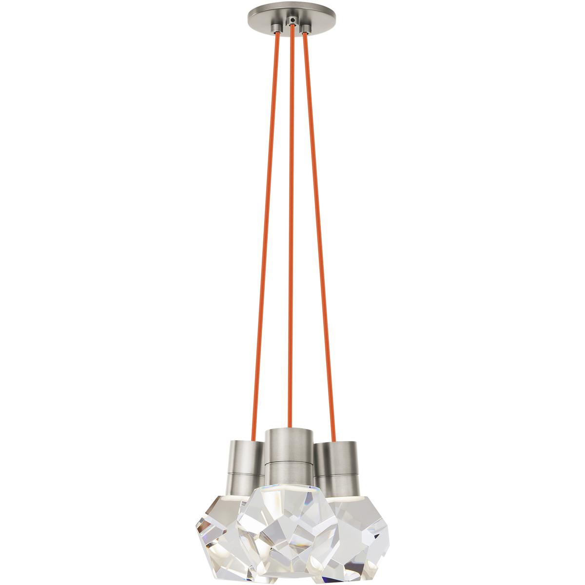 Visual Comfort Modern Collection 700TDKIRAP3OS-LEDWD Sean Lavin Kira Pendant Ceiling Light in Satin Nickel, Orange Cord, LED 90 CRI 2200K-3000K, Integ