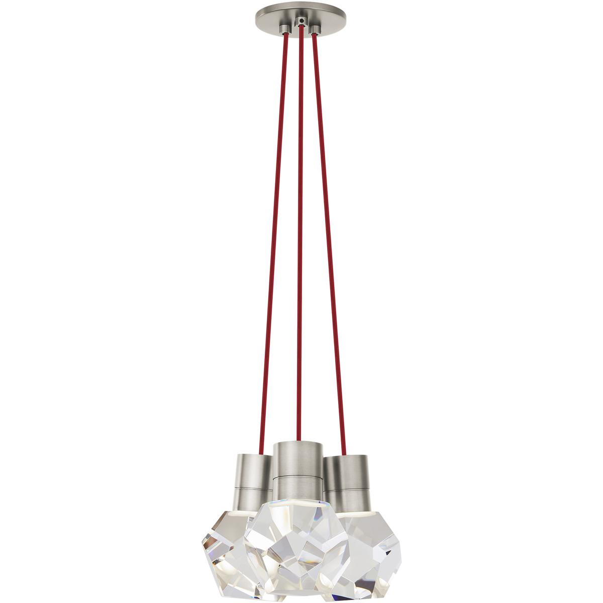 Visual Comfort Modern Collection 700TDKIRAP3RS-LED930 Sean Lavin Kira Pendant Ceiling Light in Satin Nickel, Red Cord, LED 90 CRI 3000K, Integrated LE