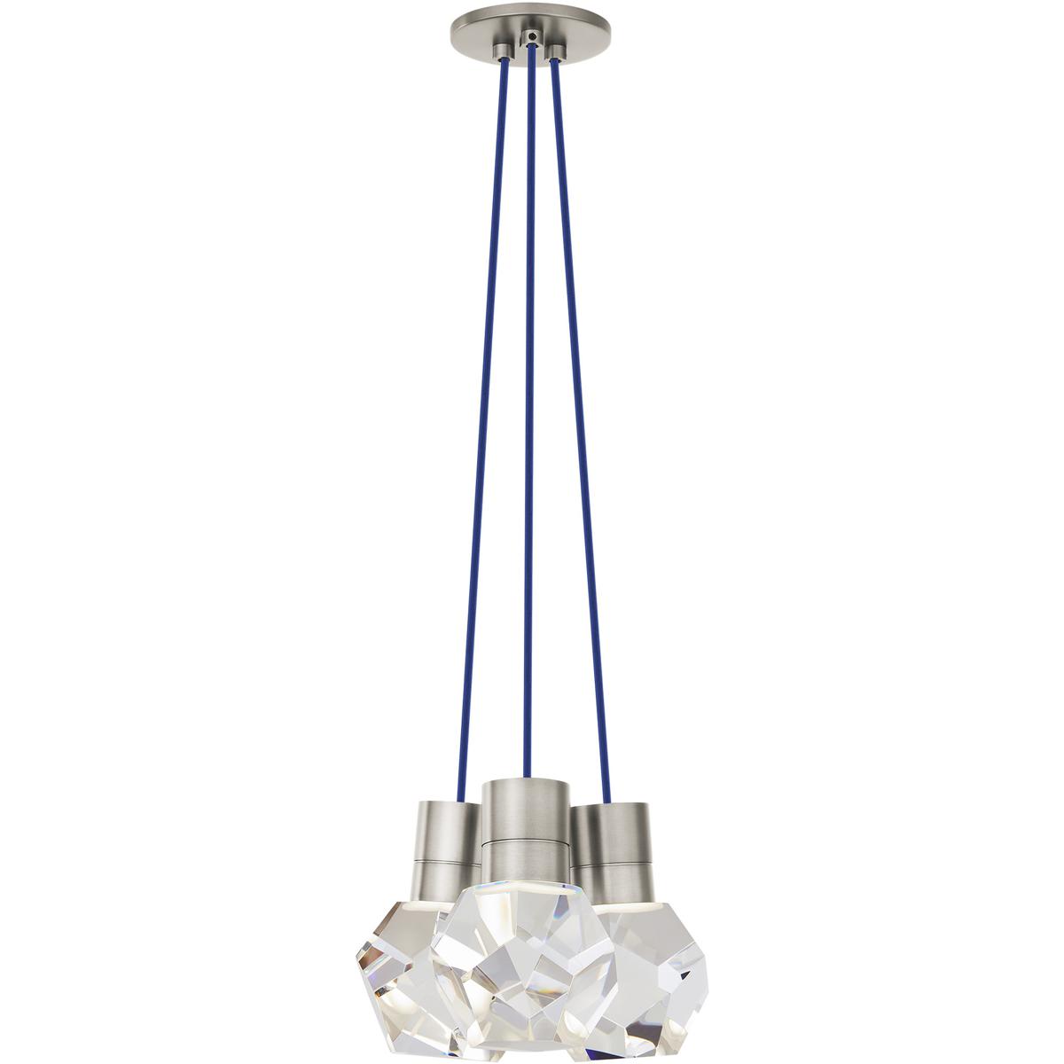 Visual Comfort Modern Collection 700TDKIRAP3US-LED930 Sean Lavin Kira Pendant Ceiling Light in Satin Nickel, LED 90 CRI 3000K, Blue Cord, Integrated L