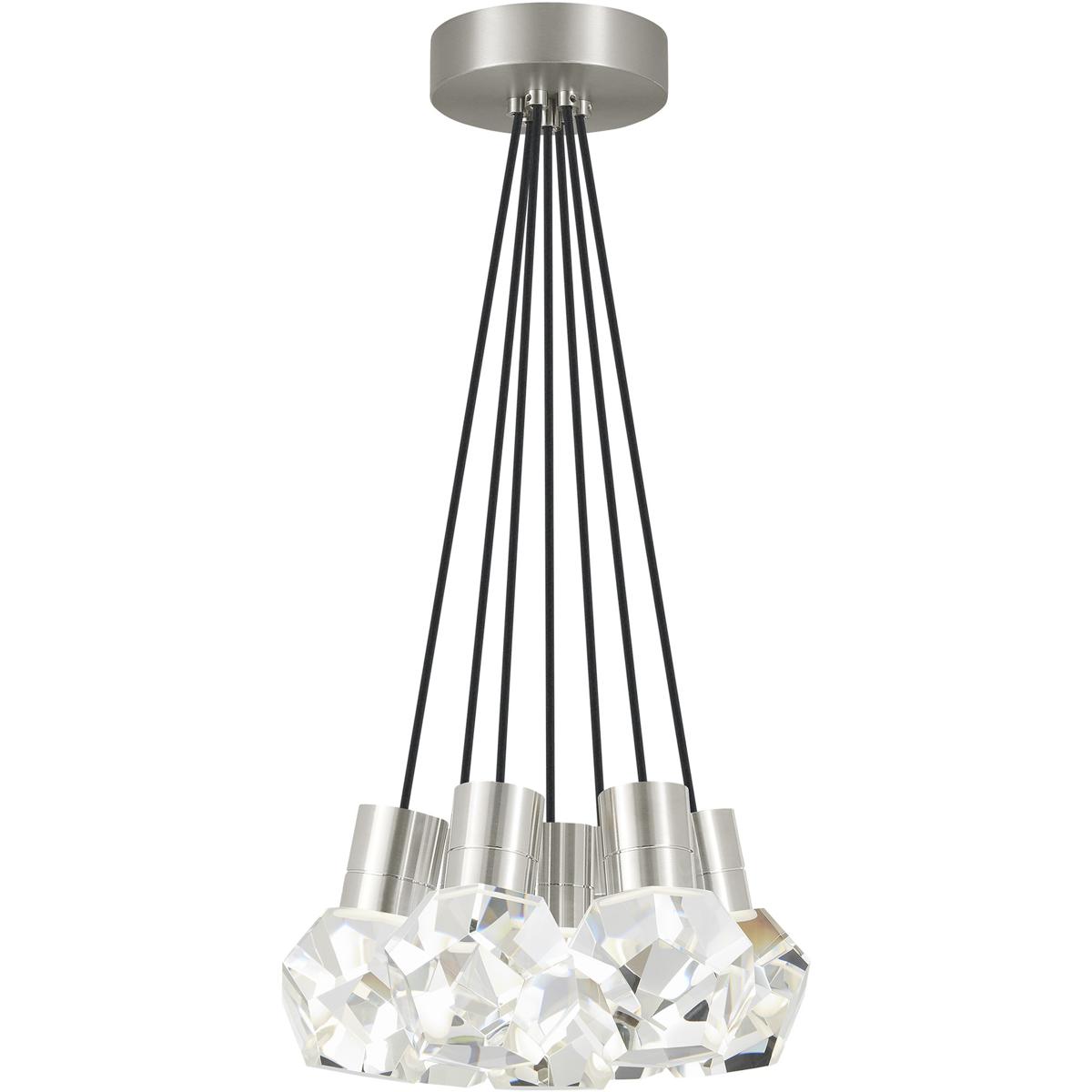 Visual Comfort Modern Collection 700TDKIRAP7BS-LED930 Sean Lavin Kira LED Satin Nickel Pendant Ceiling Light in LED 90 CRI 3000K, Black Cord, Integrat