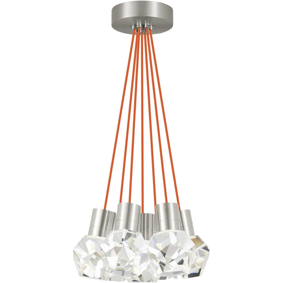Visual Comfort Modern Collection 700TDKIRAP7OS-LEDWD Sean Lavin Kira Pendant Ceiling Light in Satin Nickel, Orange Cord, LED 90 CRI 2200K-3000K, Integ