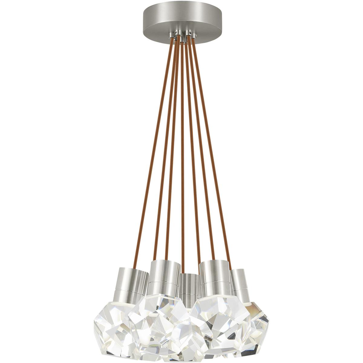 Visual Comfort Modern Collection 700TDKIRAP7PS-LED930 Sean Lavin Kira Pendant Ceiling Light in Satin Nickel, LED 90 CRI 3000K, Copper Cord, Integrated