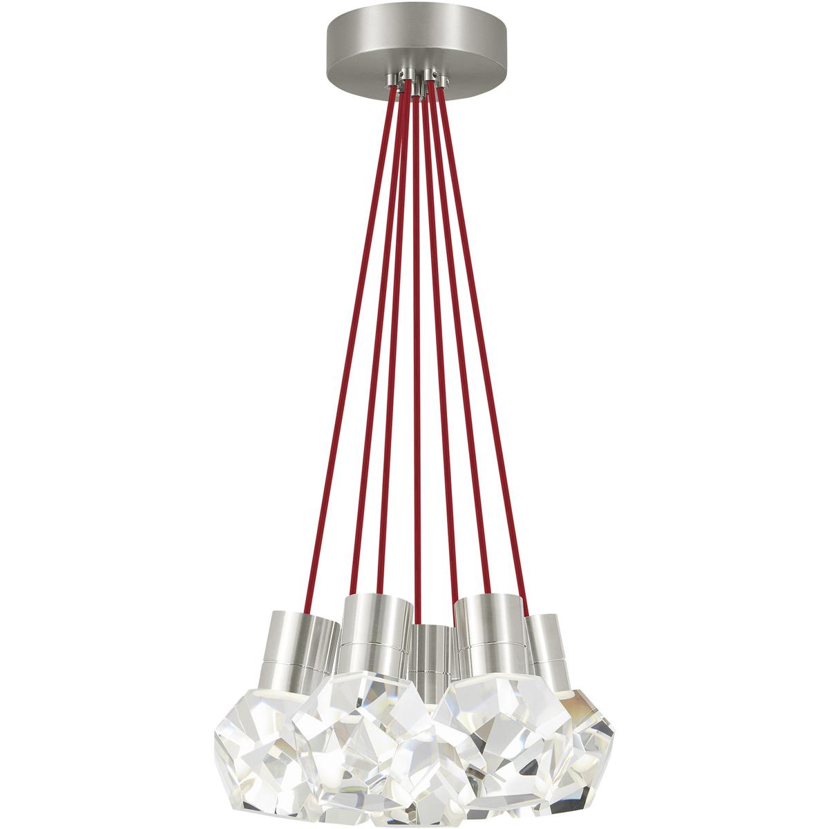 Visual Comfort Modern Collection 700TDKIRAP7RS-LED930 Sean Lavin Kira Pendant Ceiling Light in Satin Nickel, Red Cord, LED 90 CRI 3000K, Integrated LE