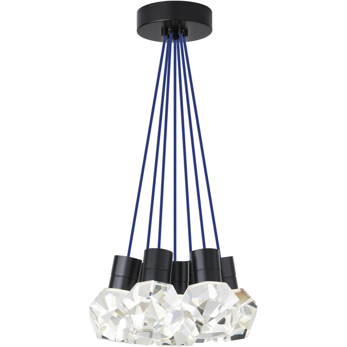 Visual Comfort Modern Collection 700TDKIRAP7UB-LED930 Sean Lavin Kira LED Black Pendant Ceiling Light in LED 90 CRI 3000K, Blue Cord, Integrated LED