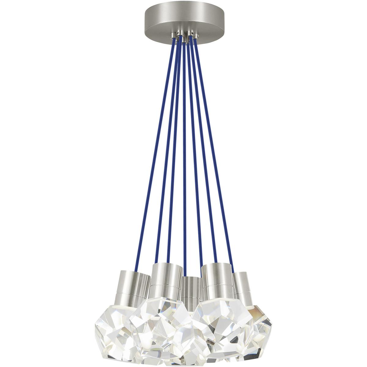 Visual Comfort Modern Collection 700TDKIRAP7US-LED930 Sean Lavin Kira Pendant Ceiling Light in Satin Nickel, LED 90 CRI 3000K, Blue Cord, Integrated L