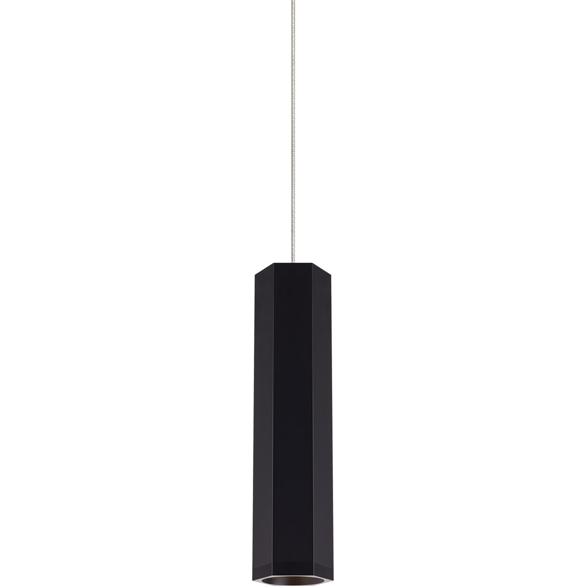 Visual Comfort Modern Collection 700MPBLKSBS-LED930 Sean Lavin Blok 1 Light 120 Matte Black/Satin Nickel Low-Voltage Pendant Ceiling Light in Monopoin