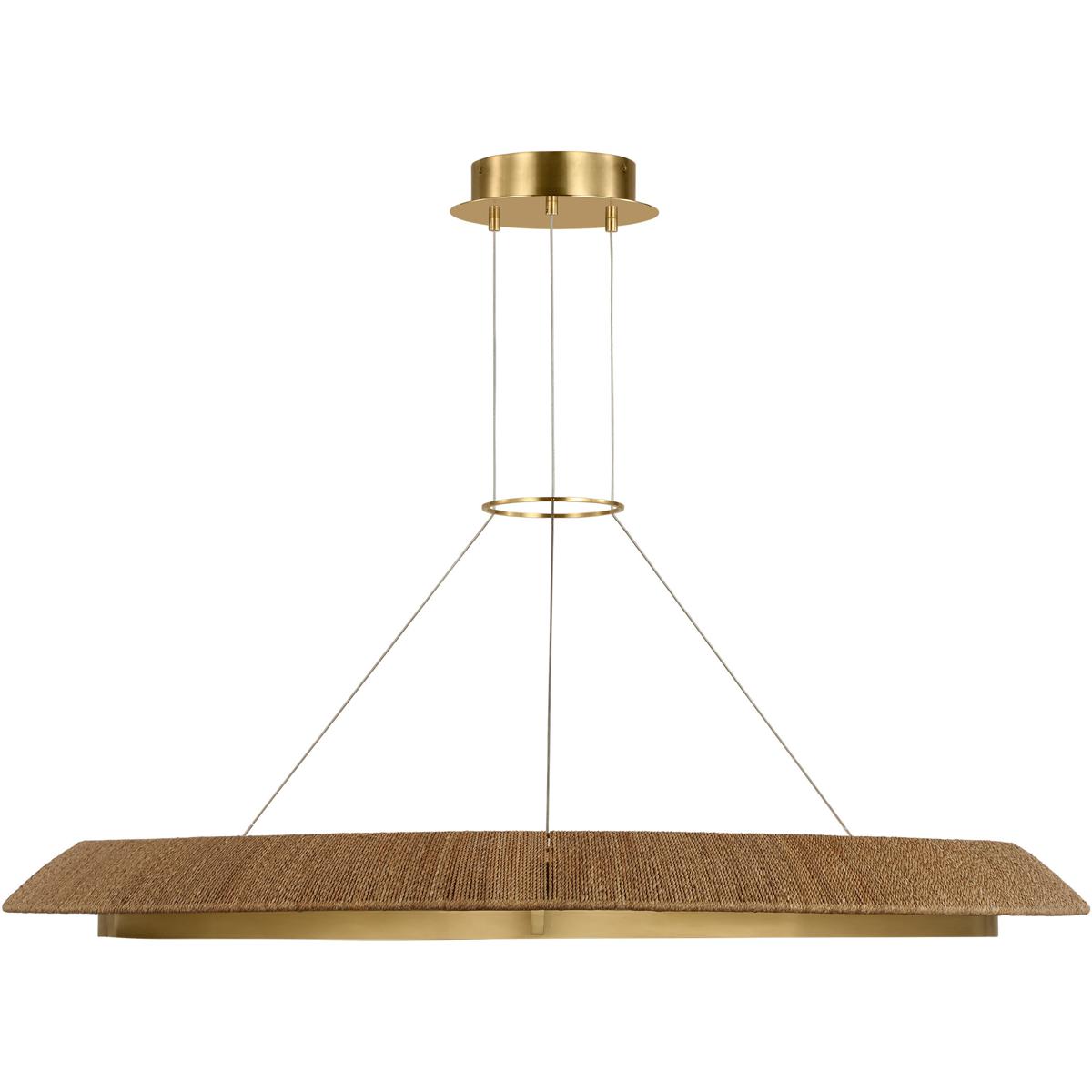 Visual Comfort Modern Collection SLCH55727NTHAB Sean Lavin Noa 1 Light 50.5 inch Hand Rubbed Antique Brass Chandelier Ceiling Light in Natural Sea Gra