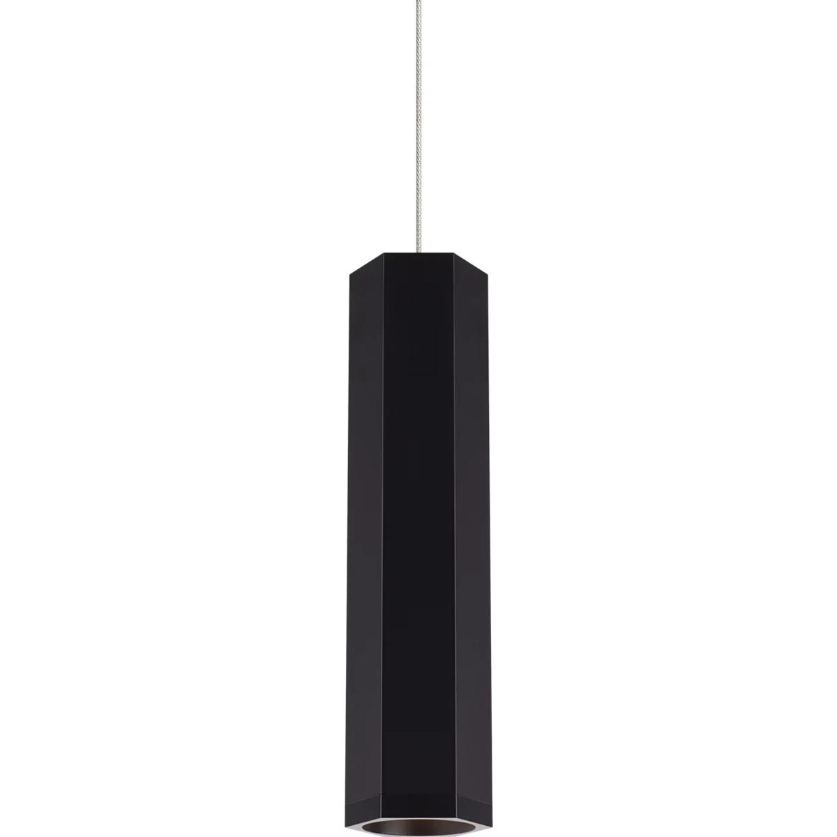 Visual Comfort Modern Collection 700FJBLKSBS-LED930 Sean Lavin Blok 1 Light 12 Matte Black/Satin Nickel Low-Voltage Pendant Ceiling Light in FreeJack,