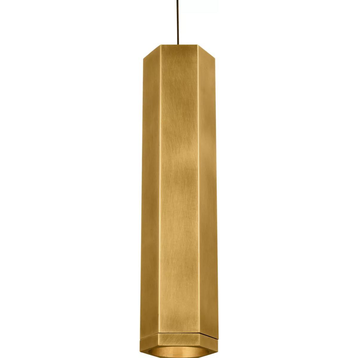 Visual Comfort Modern Collection 700MOBLKSRR-LED930 Sean Lavin Blok 1 Light 12 Aged Brass/Aged Brass Low-Voltage Pendant Ceiling Light in MonoRail, LE
