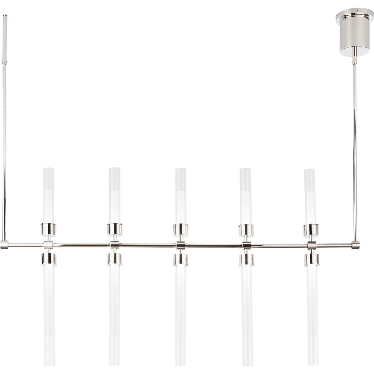 Visual Comfort Modern Collection 700LSLNG48N-LED930-277 Sean Lavin Linger LED Polished Nickel Linear Suspension Ceiling Light, Integrated LED