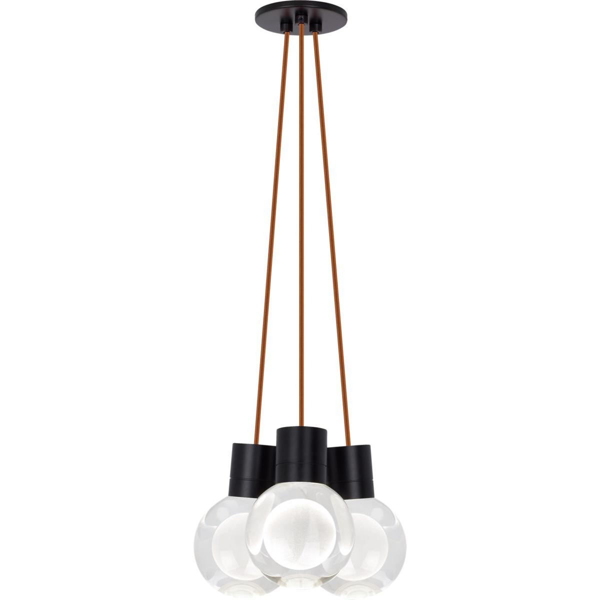 Visual Comfort Modern Collection 700TDMINAP3CPB-LED930 Sean Lavin Mina LED 5 inch Black Pendant Ceiling Light in 3, LED 90 CRI 3000K, Copper Cord, Int