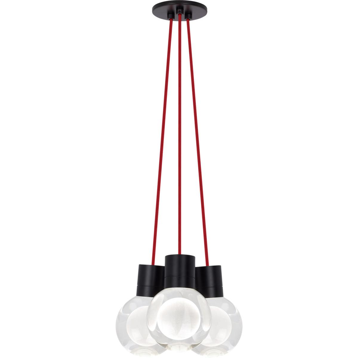 Visual Comfort Modern Collection 700TDMINAP3CRB-LED930 Sean Lavin Mina LED 5 inch Black Pendant Ceiling Light in 3, Red Cord, LED 90 CRI 3000K, Integr