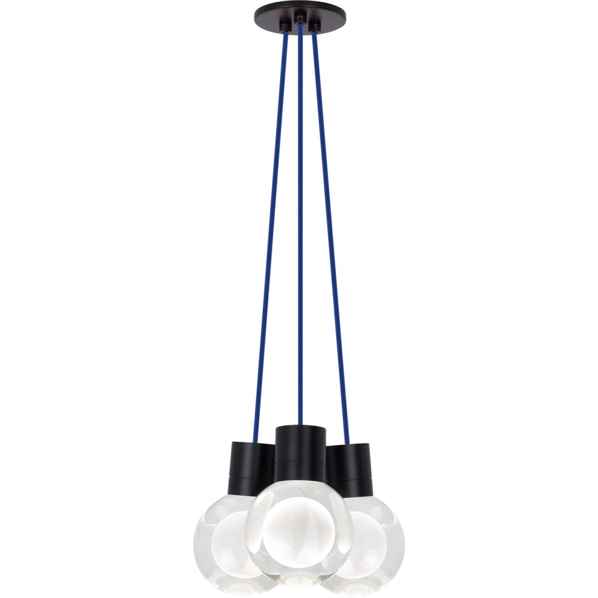Visual Comfort Modern Collection 700TDMINAP3CUB-LEDWD Sean Lavin Mina LED 5 inch Black Pendant Ceiling Light in 3, LED 90 CRI 2200K-3000K, Blue Cord,