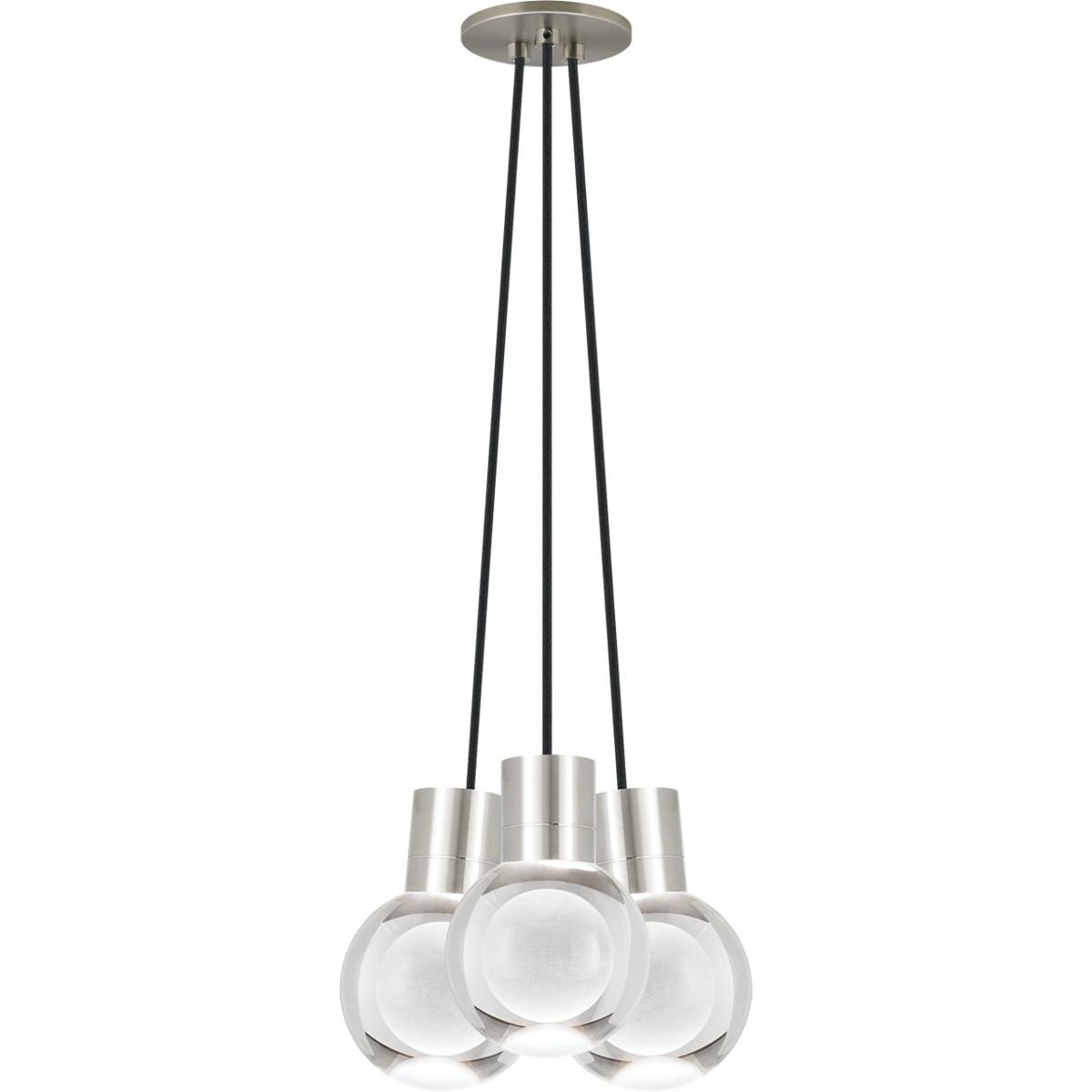 Visual Comfort Modern Collection 700TDMINAP3CBS-LED930 Sean Lavin Mina LED 5 inch Satin Nickel Pendant Ceiling Light in 3, LED 90 CRI 3000K, Black Cor