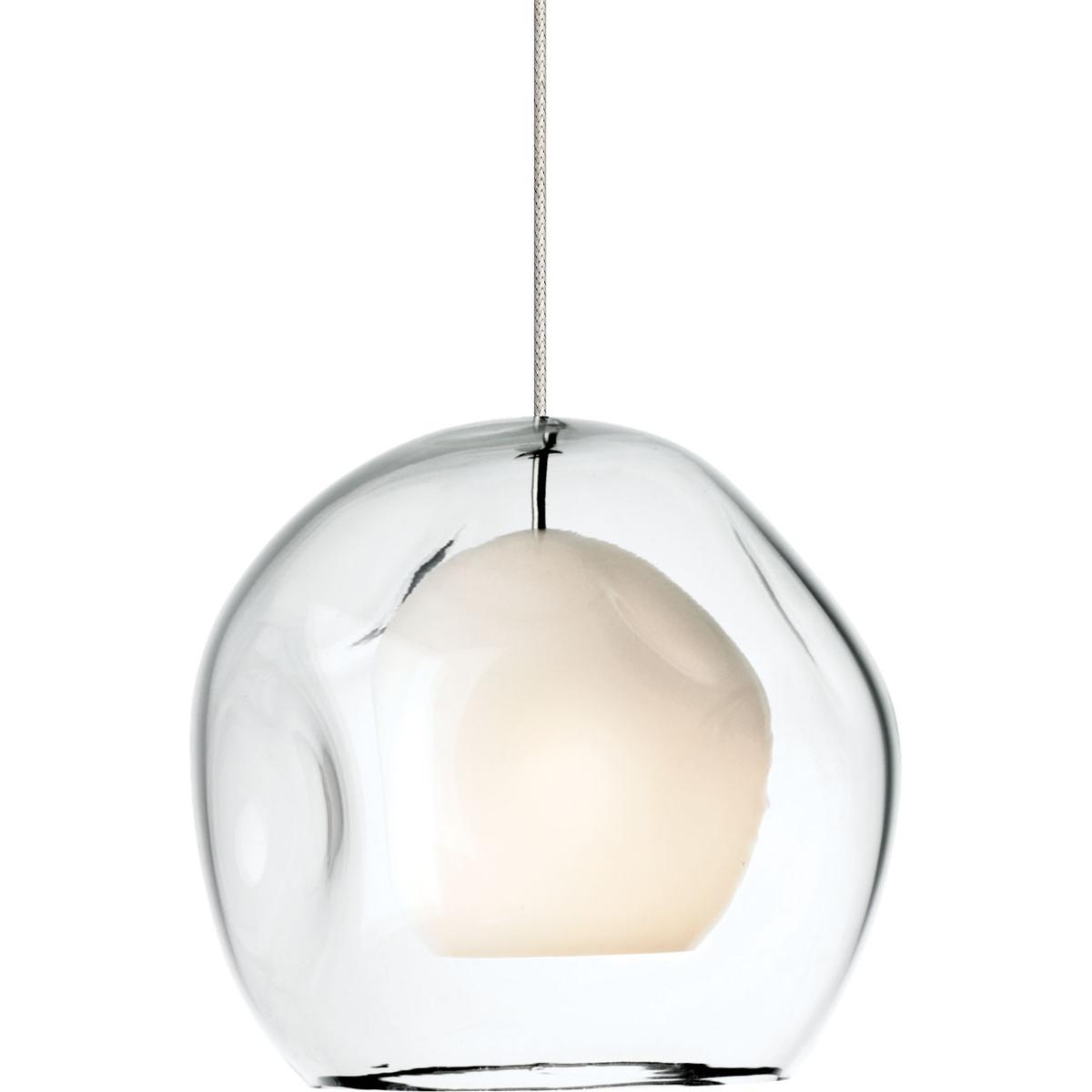 Visual Comfort Modern Collection 700MOJASCS Mini Jasper 1 Light 12 Satin Nickel Low-Voltage Pendant Ceiling Light in MonoRail, Clear Glass