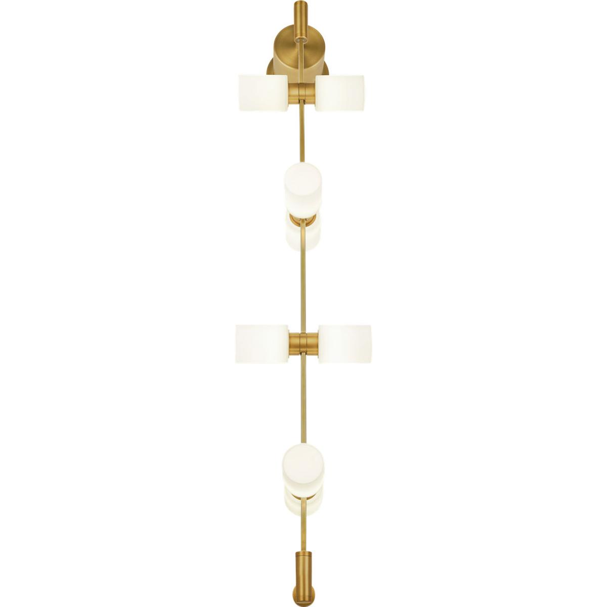 Visual Comfort Modern Collection 700MDWS3CRS Sean Lavin ModernRail LED 12.8 inch Aged Brass Wall Light in 24V Surface Canopy, Glass Cylinders, Integra