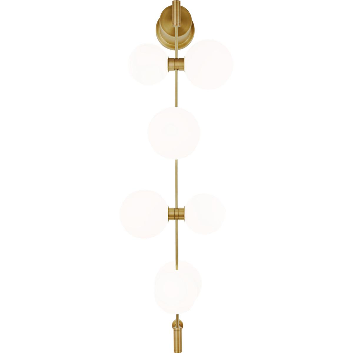 Visual Comfort Modern Collection 700MDWS3GRS Sean Lavin ModernRail LED 12.8 inch Aged Brass Wall Light in 24V Surface Canopy, Glass Orbs, Integrated L