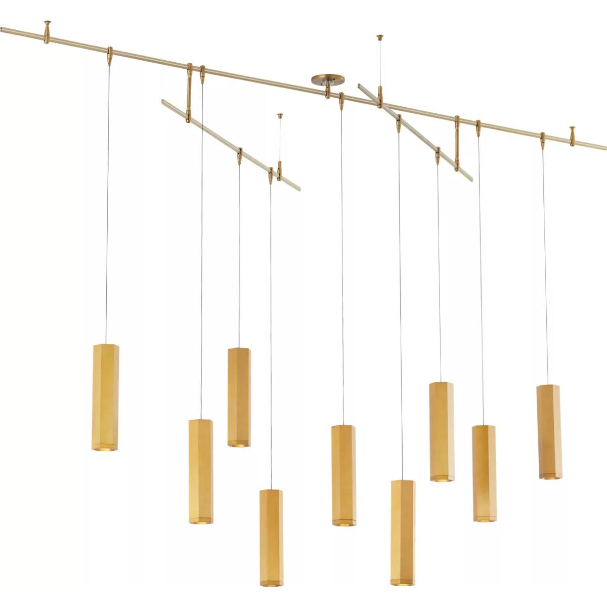 Visual Comfort Modern Collection 700BLKS9R-LED930R Sean Lavin Blok LED Aged Brass Chandelier Ceiling Light