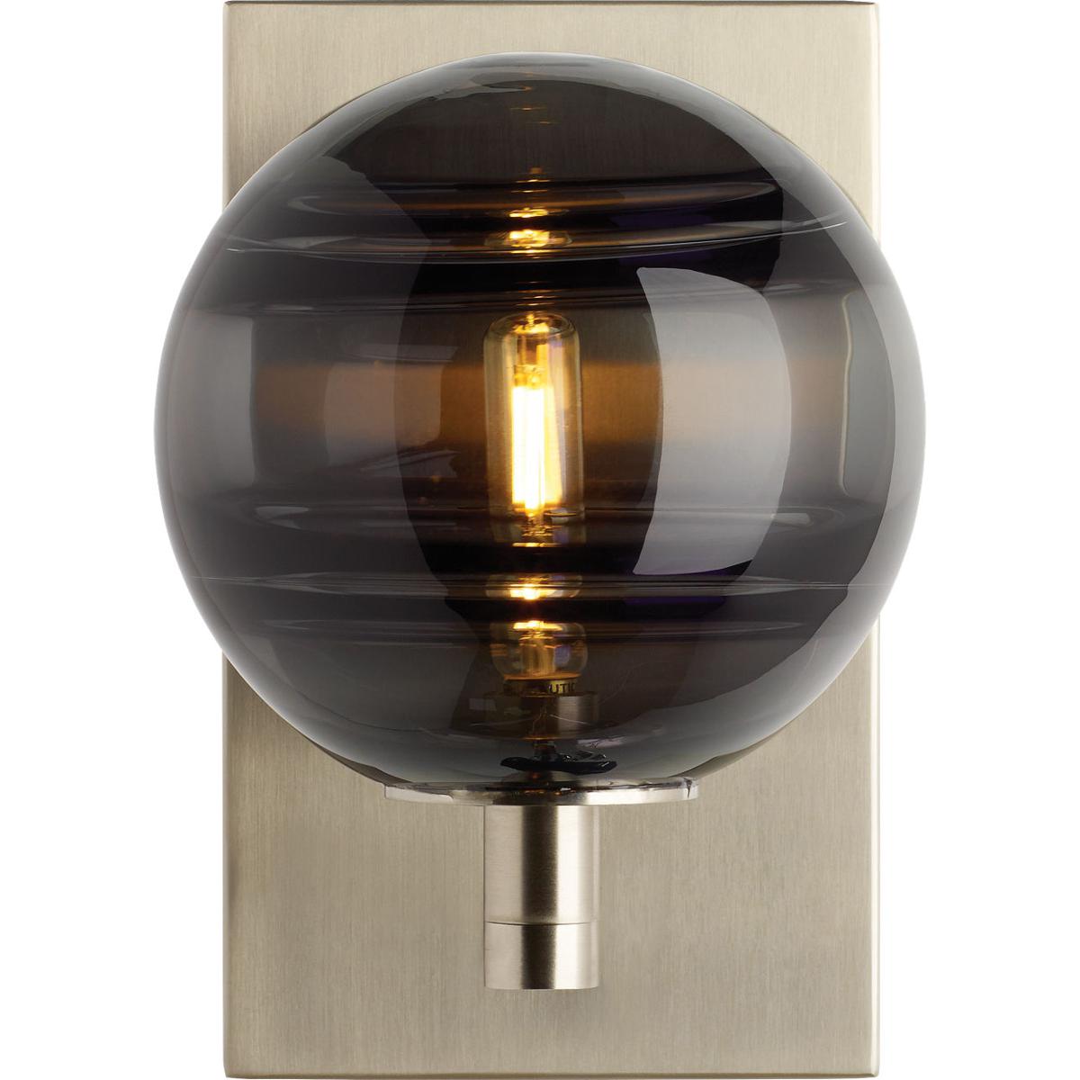 Visual Comfort Modern Collection 700WSSDNKS Sean Lavin Sedona 7.2 inch Satin Nickel Wall Light in Incandescent, Transparent Smoke Glass