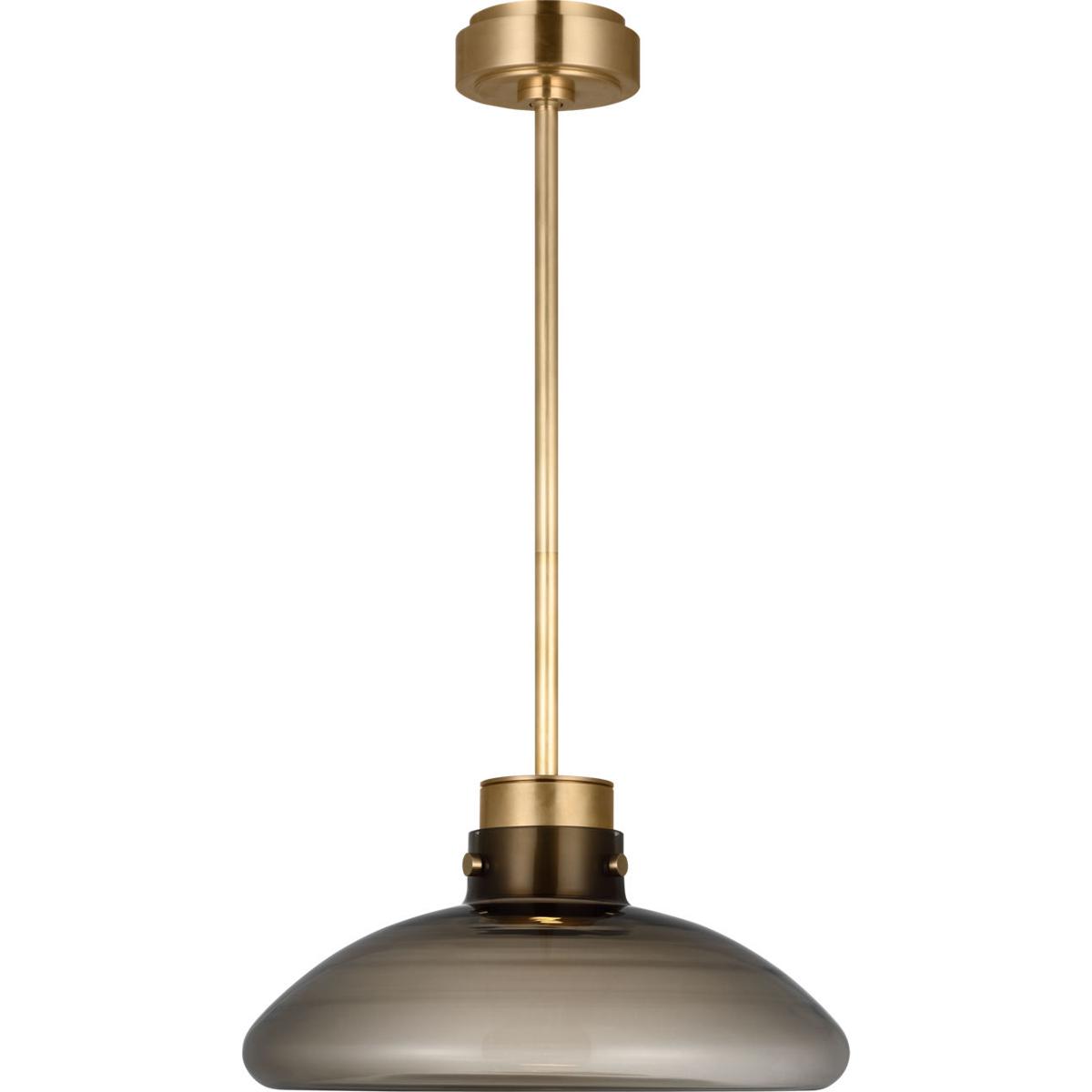 Visual Comfort Modern Collection AKPD594WDHABSM Avroko Morgan LED 16 inch Hand-Rubbed Antique Brass with Smoke Glass Pendant Ceiling Light