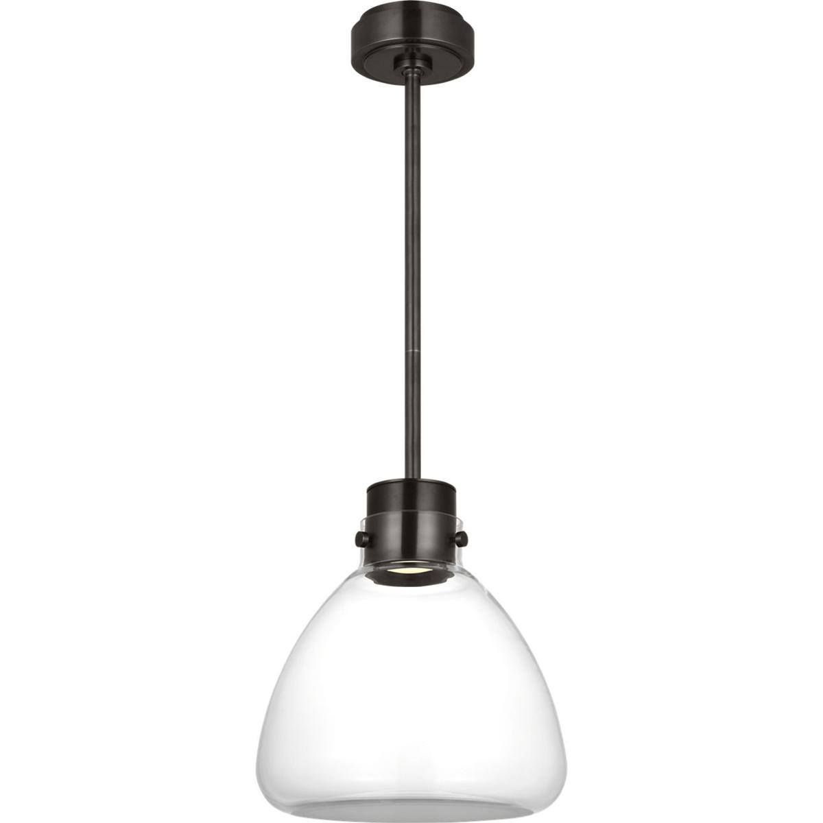 Visual Comfort Modern Collection AKPD595WDBBZCE Avroko Morgan LED 12 inch Burnished Bronze with Clear Glass Pendant Ceiling Light